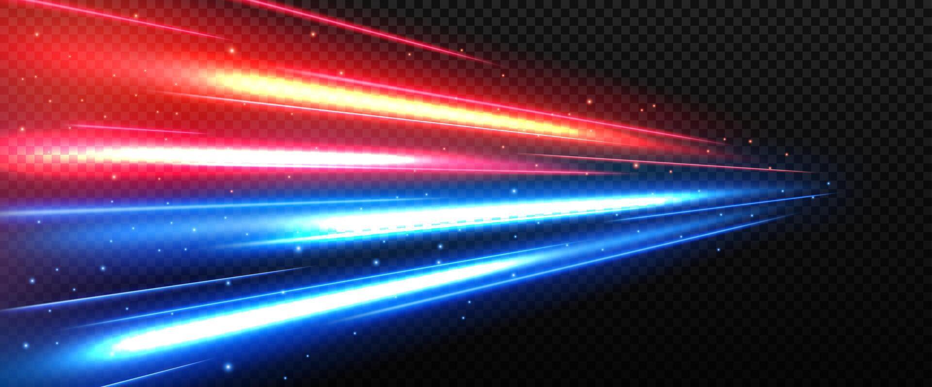 Colorful Light Trails, Long Time Exposure Motion Blur Effect, Vector Illustration