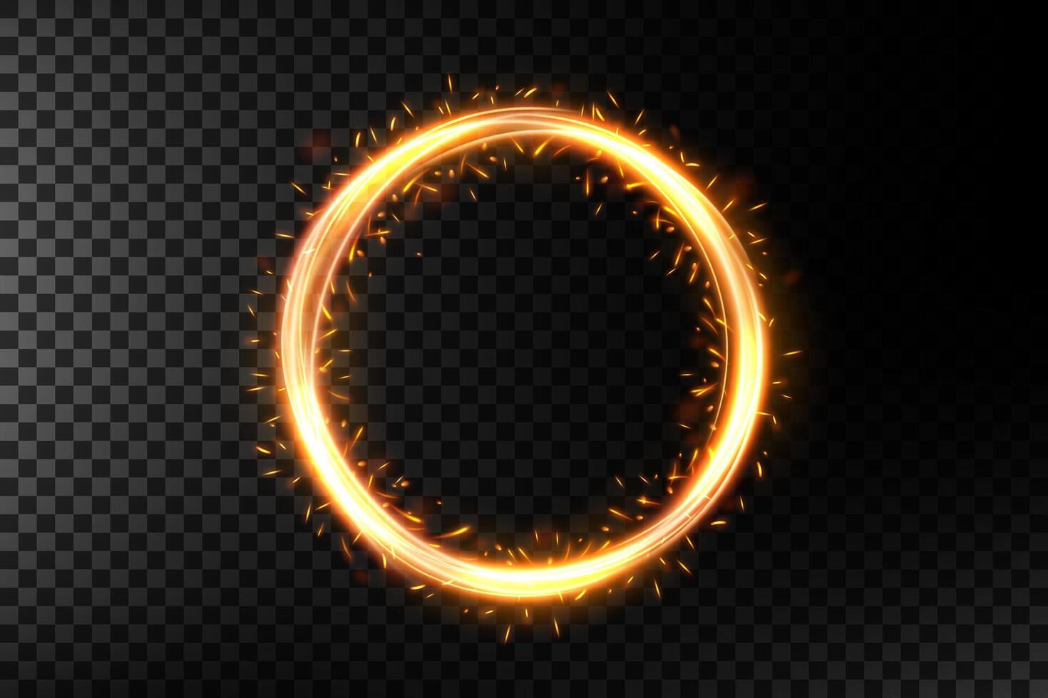 Gold Ring of Fire with Sparkler Firework, Vector Illustration