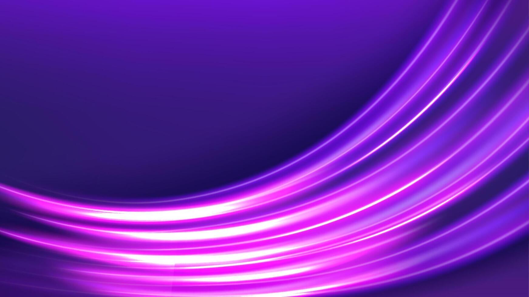Abstract Violet Wavy Line of Light on Purple Background, Vector Illustration