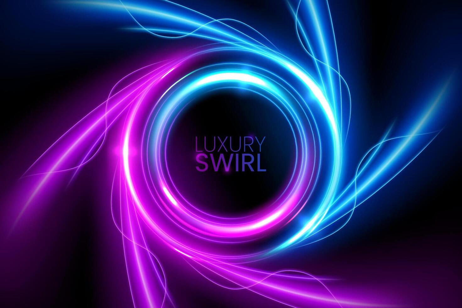 Twirl Light Circle Effect on Dark Background, Vector Illustration