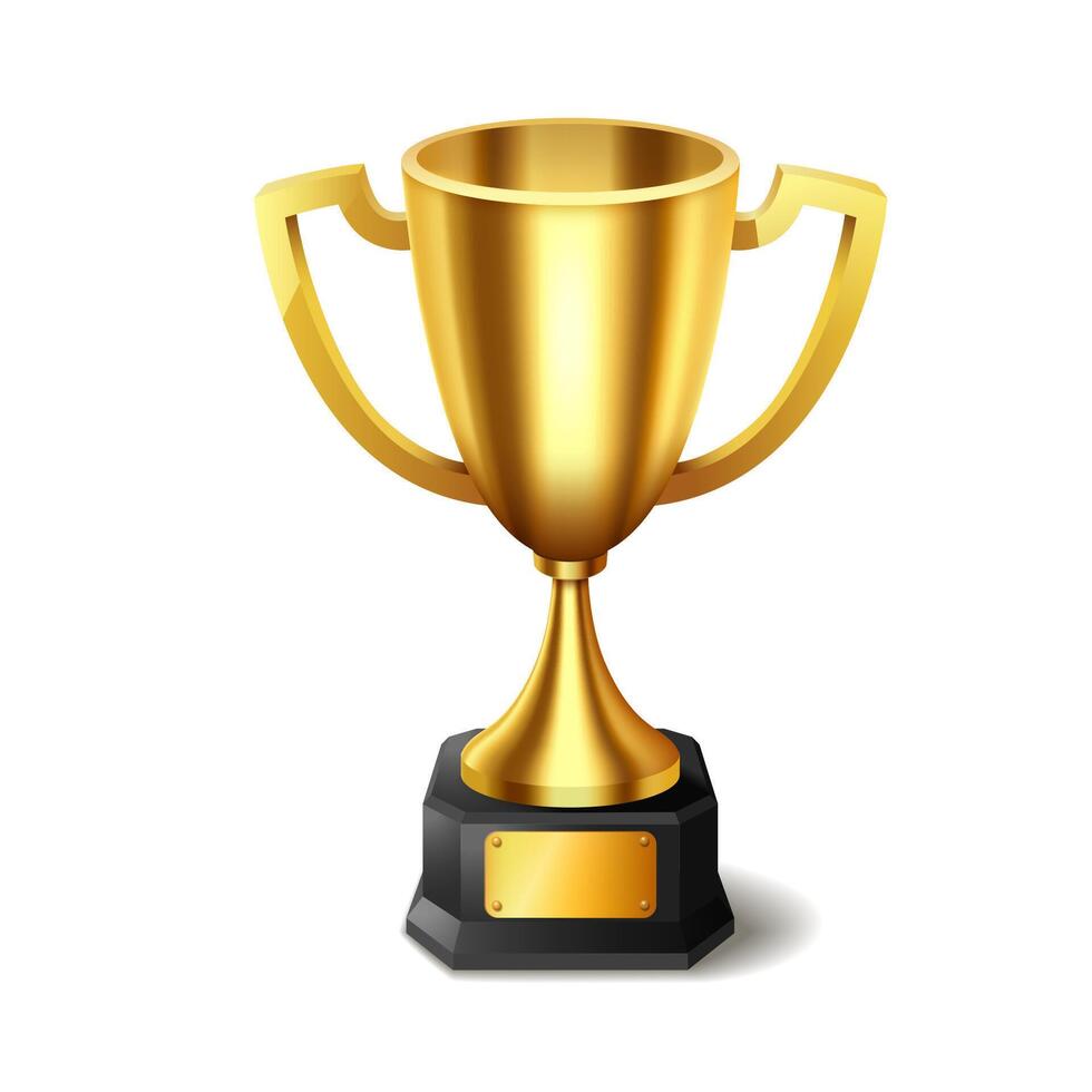 Realistic Golden Trophy with Text Space, Vector Illustration