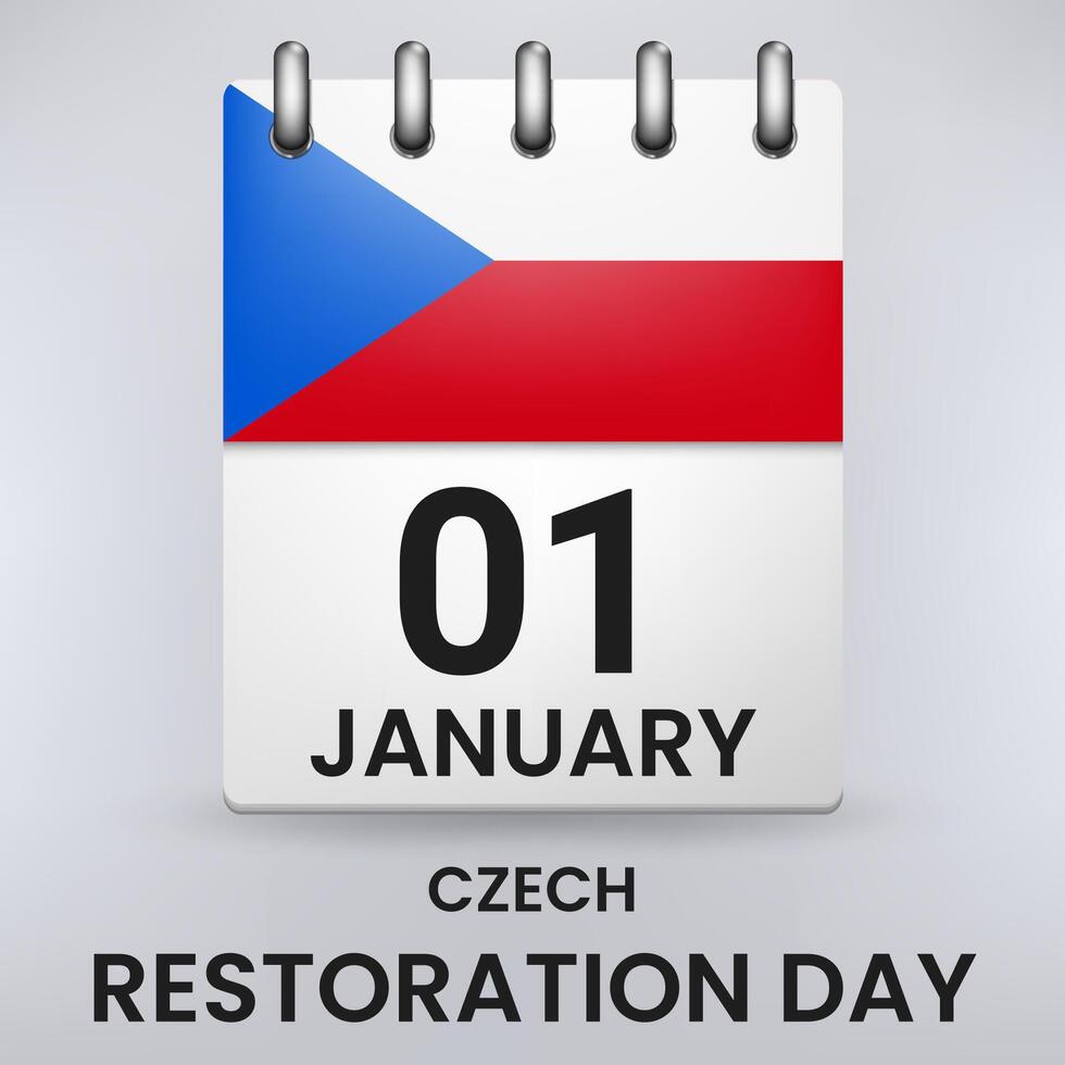 Happy Independence Day of Czech with Flag, Calendar Concept, Vector Illustration