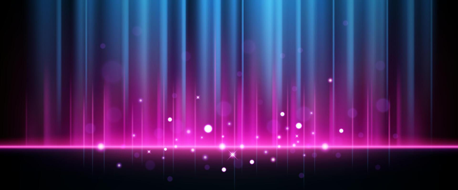 Abstract Blue and Pink Light Rays Effect with Sparks, Vector Illustration