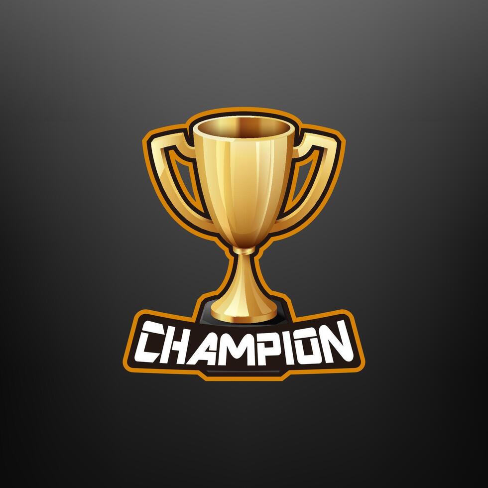Champion Trophy Mascot Gaming, Vector Illustration