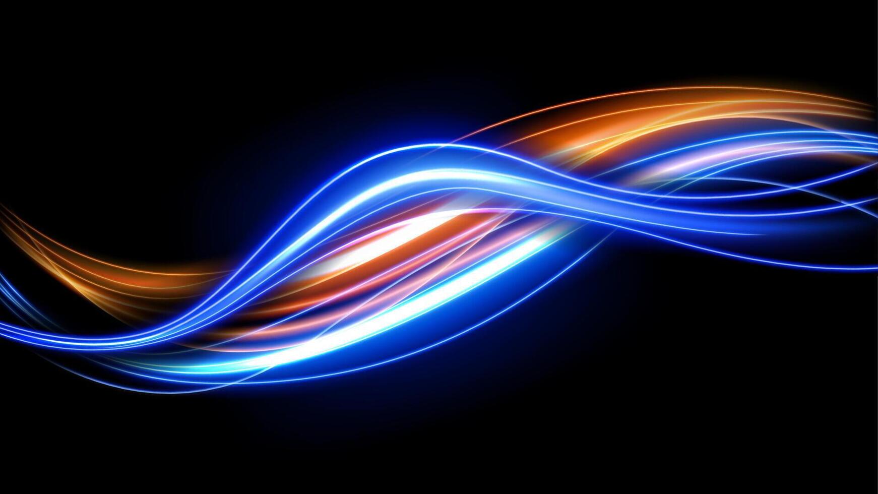 Colorful Light Trails, Long Time Exposure Motion Blur Effect, Vector Illustration