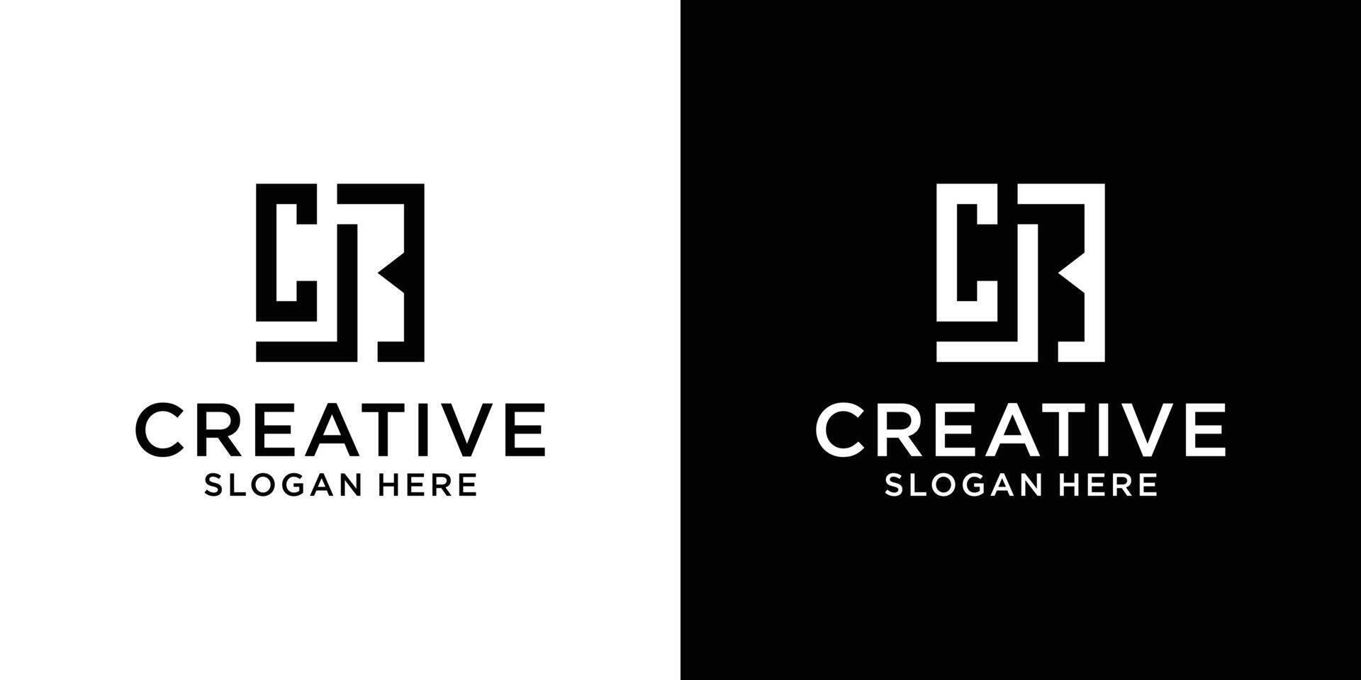 Abstract Initial letter C J B with line style logo design vector