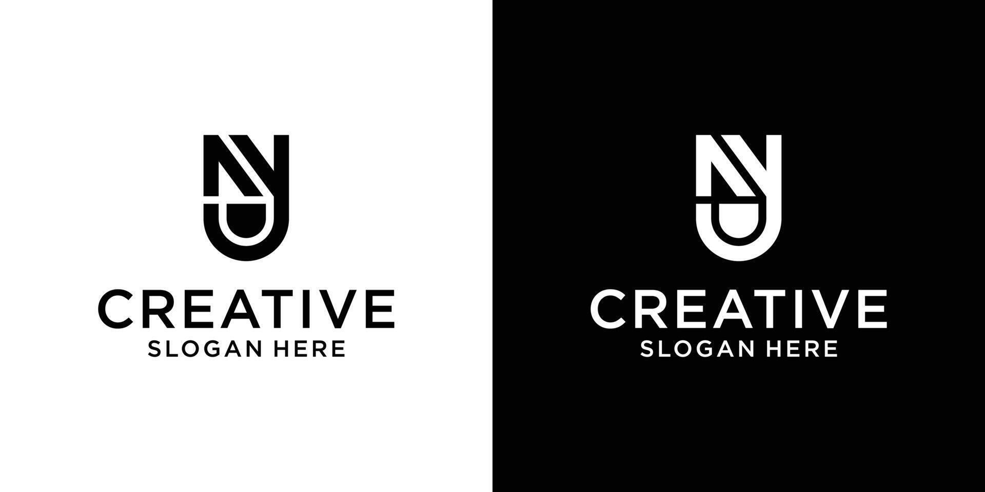 Abstract Initial letter N Y with line style logo design vector