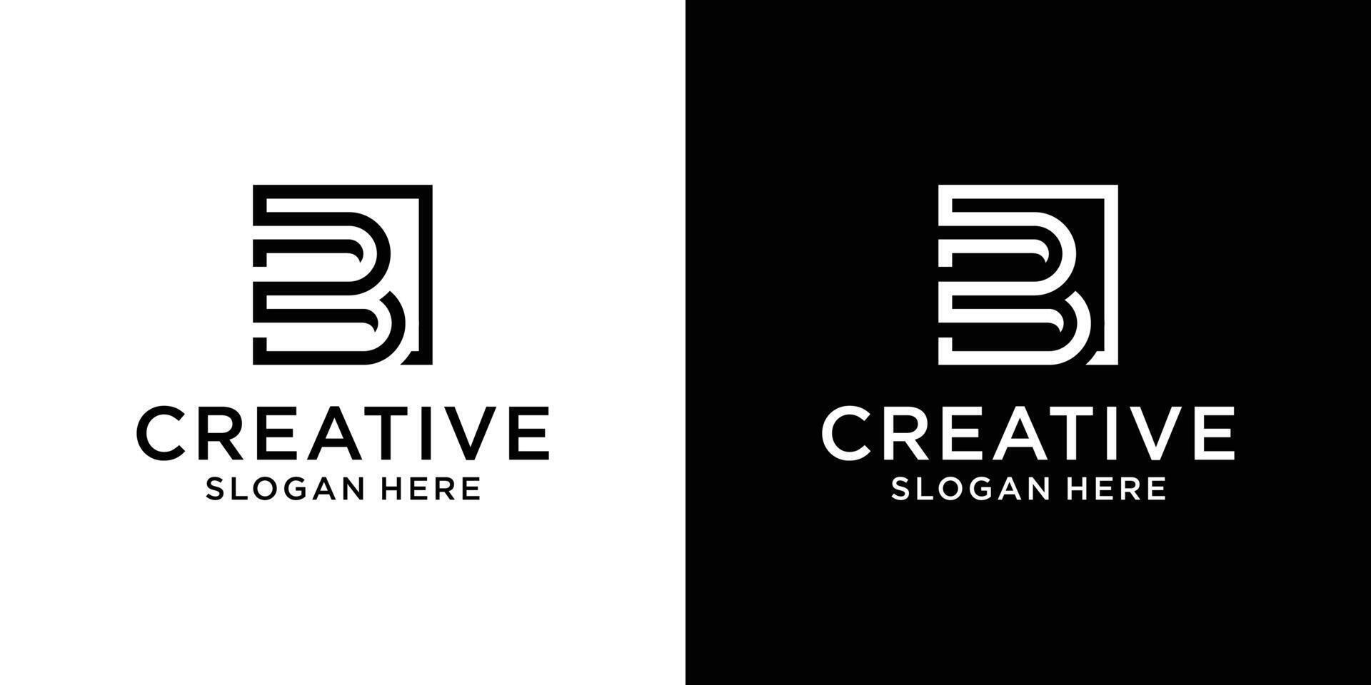 Abstract Initial letter B with line style logo design vector