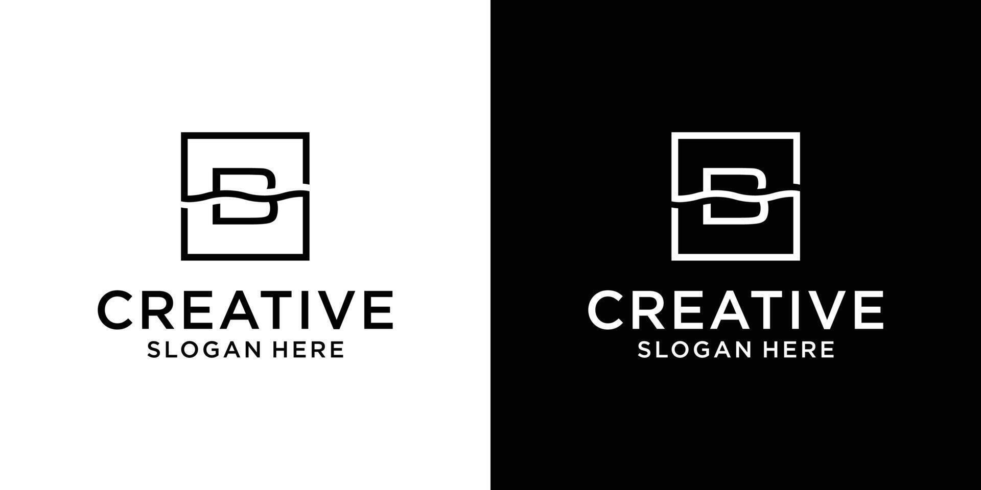 Abstract Initial letter S B with line style logo design vector