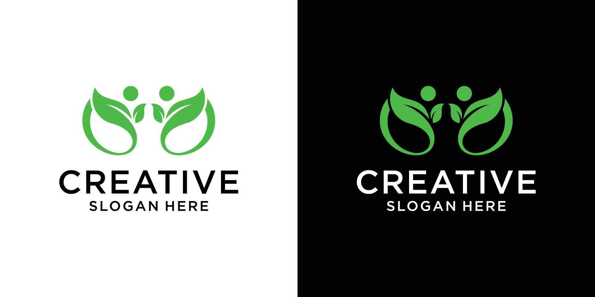 People and nature leaf logo design vector