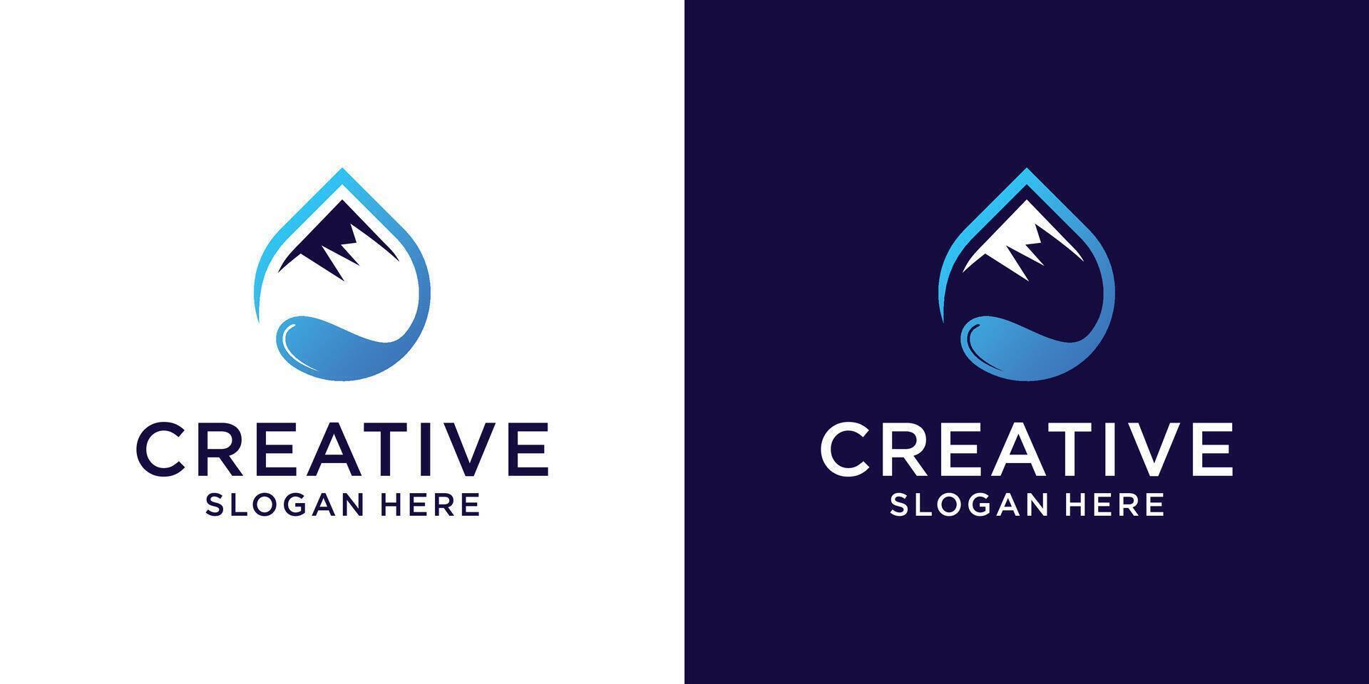 Water drop with mountain logo design vector