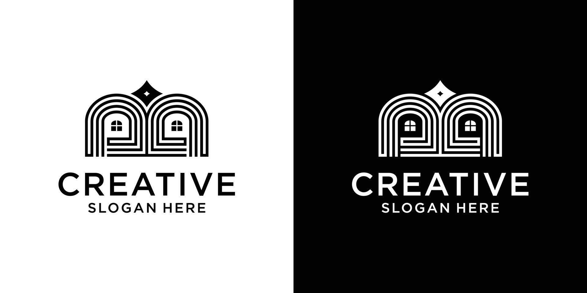 Home Window with line style logo design vector