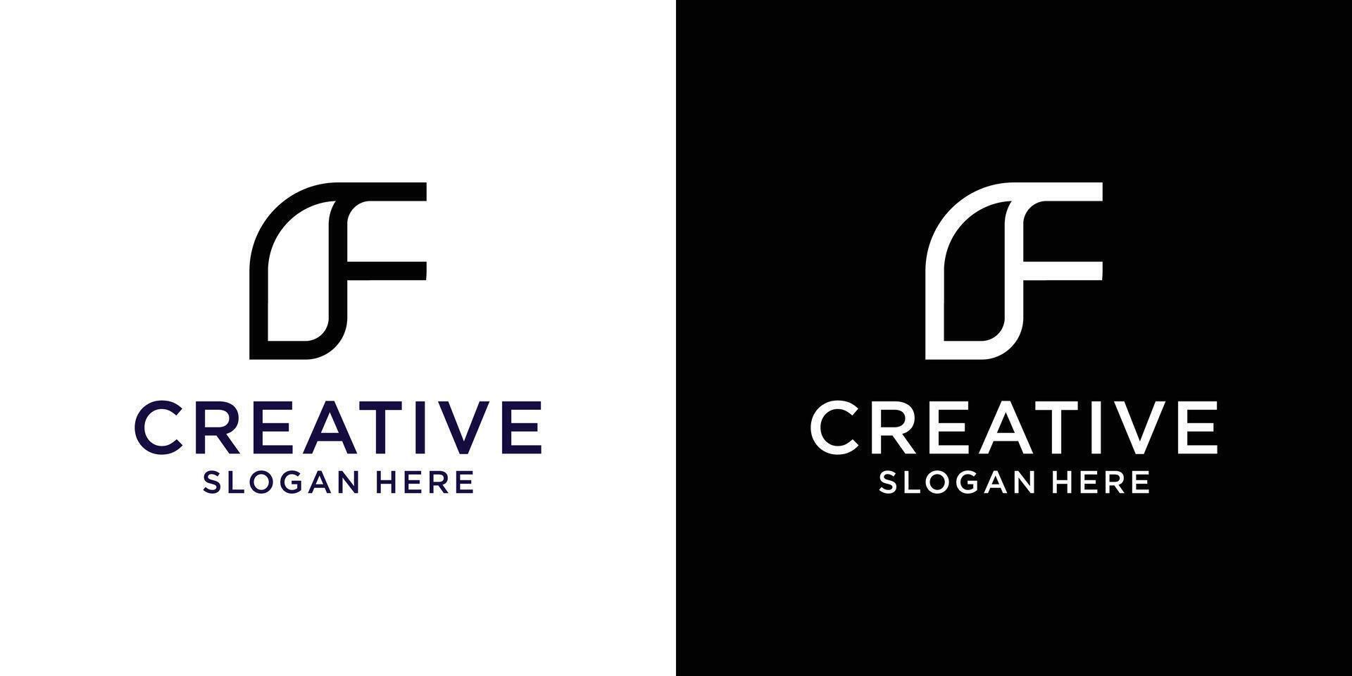 Abstract Initial letter F with line style logo design abstract vector