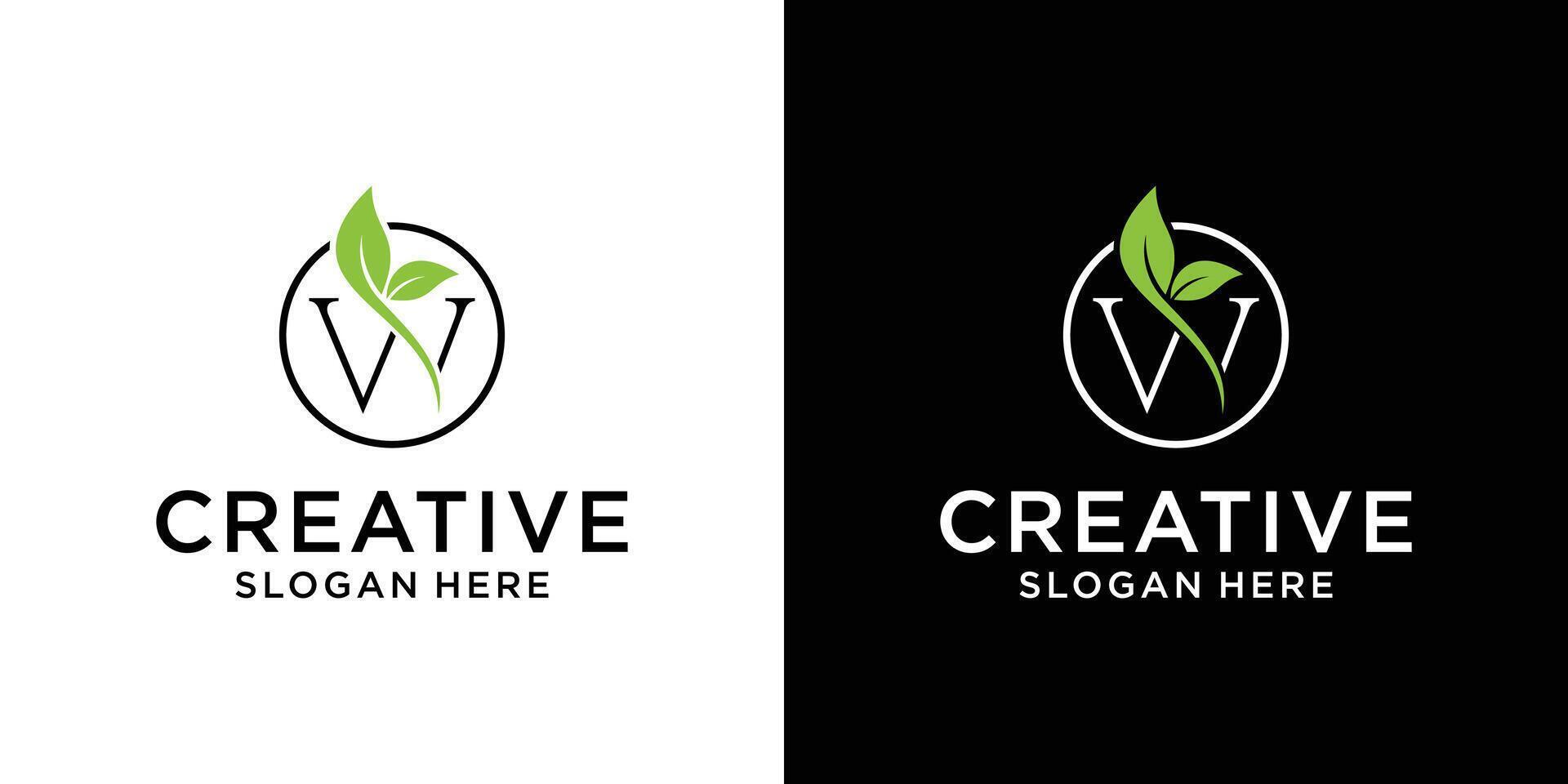 Letter W nature leaf logo design vector
