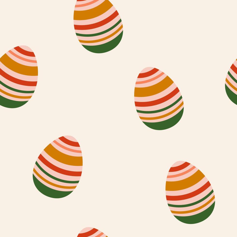 Seamless pattern with Easter Eggs. Easter eggs in hand drawn style. Vector illustration. Seamless Easter pattern. Holiday wrapping paper, modern flat vector design.