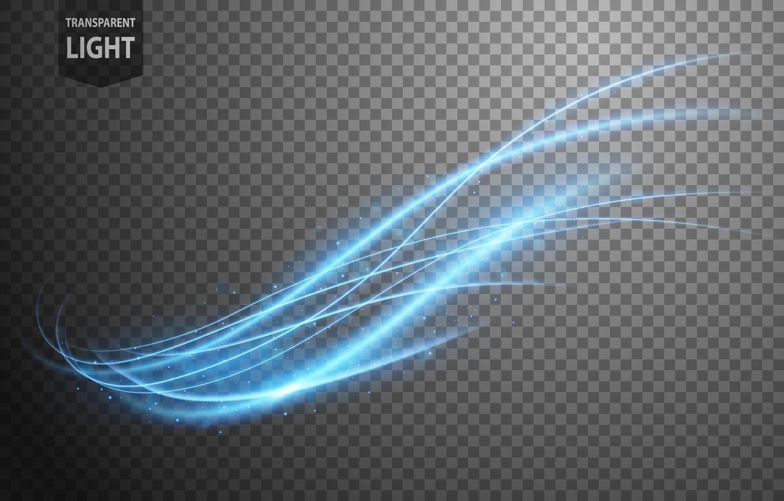 Abstract Blue Wavy Line of Light with Blue Bokeh on Background, Isolated and Easy to Edit, Vector Illustration