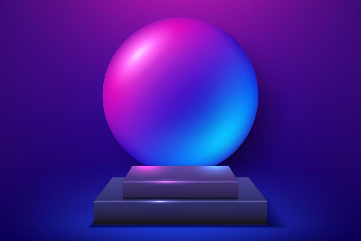 Luxury Podium and 3d Ball, Vector Illustration