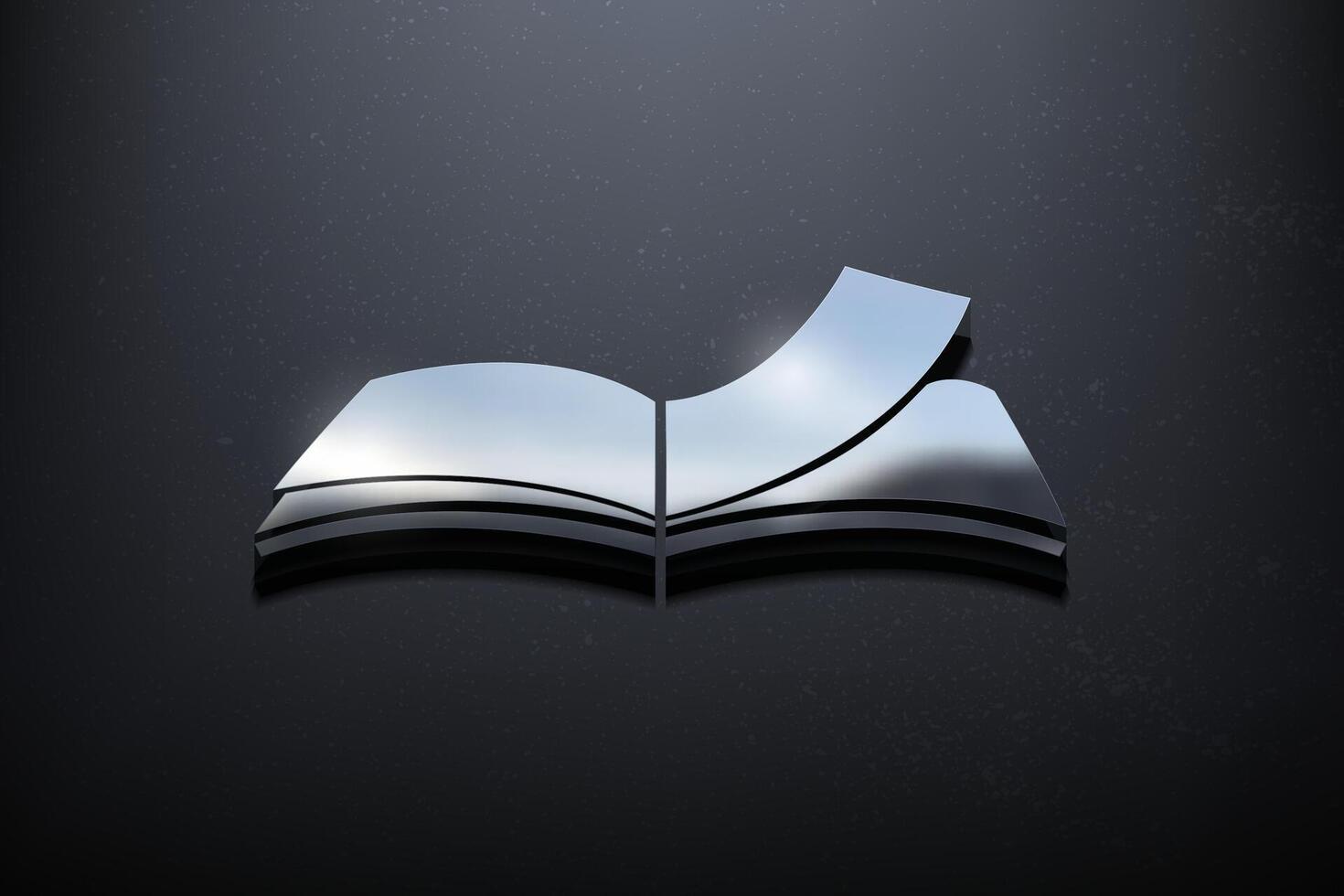 Book 3D Logo Design, Shiny Mockup Logo with Textured Wall. Realistic Vector, Vector Illustration