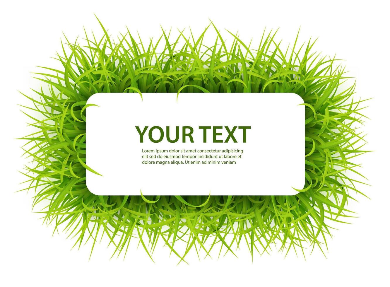 Sign with Text Space of Young Grass. Suitable For Nature Concept, Spring, and Summer Holiday, Vector Illustration