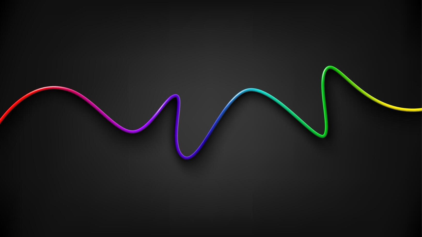 Wavy Glowing Rainbow Lines, Vector Illustration