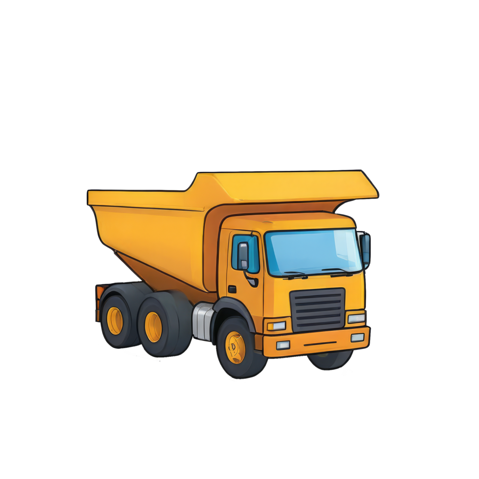 AI generated Dump Truck Hand Drawn Cartoon Style Illustration png