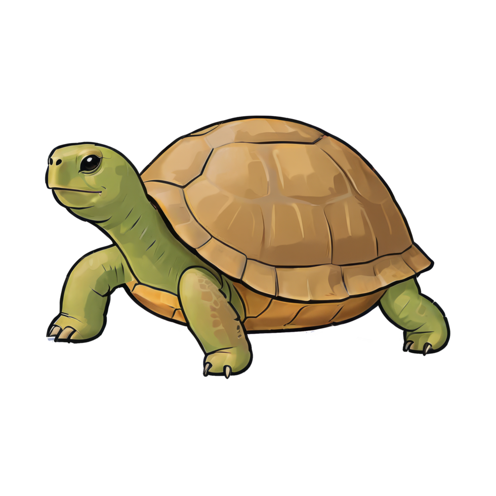 AI generated Tortoise Hand Drawn Cartoon Style Illustration png