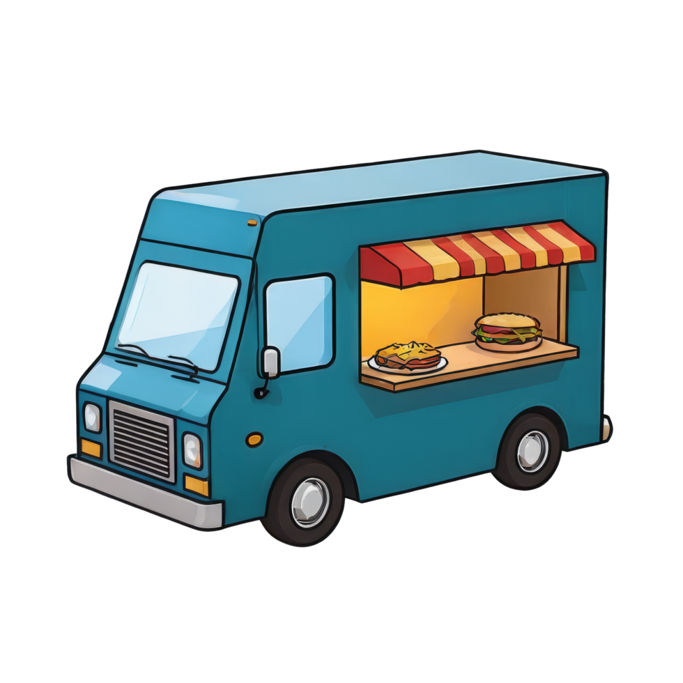 AI generated Food Truck Hand Drawn Cartoon Style Illustration png