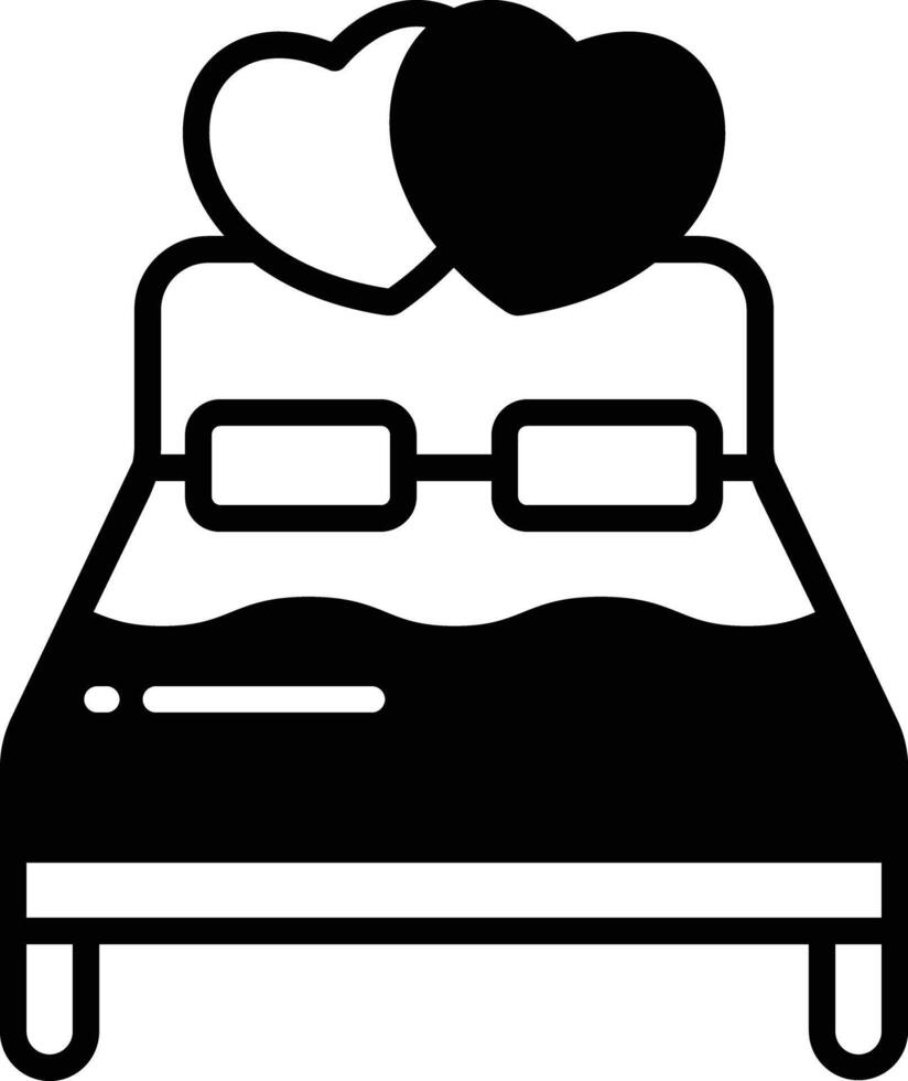 Bed glyph and line vector illustration