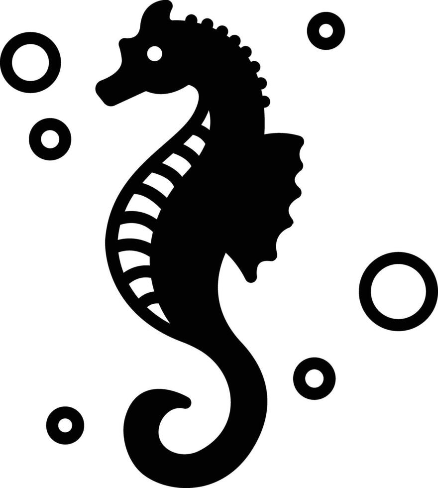 Sea horse glyph and line vector illustration