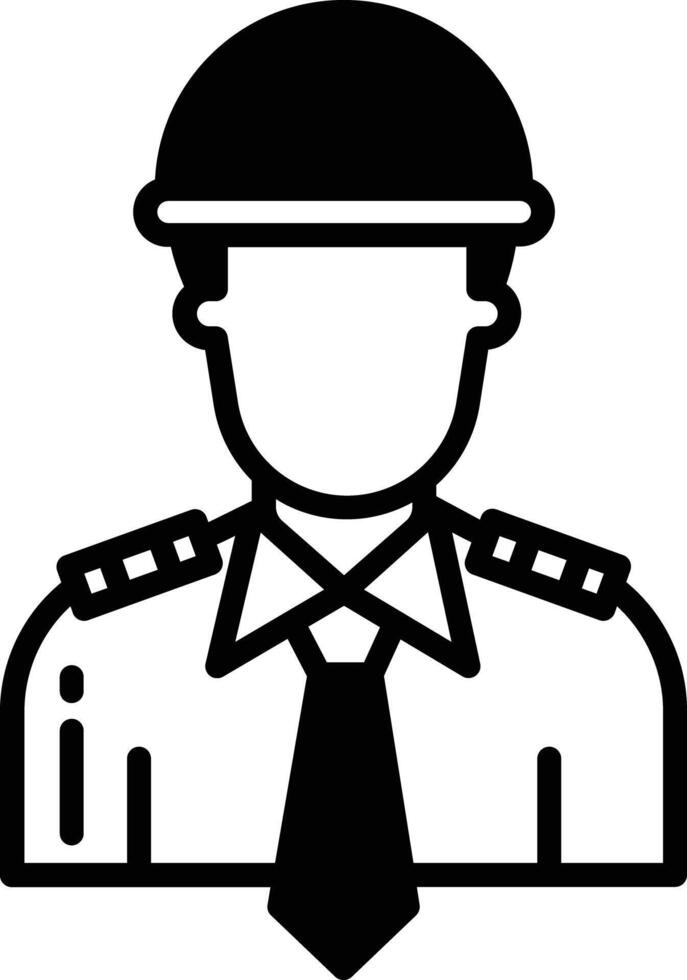 Army officer glyph and line vector illustration