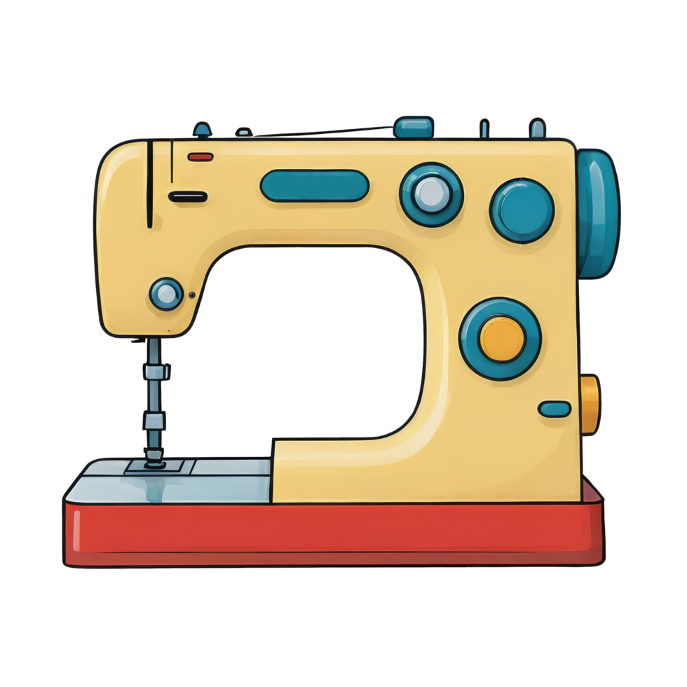 AI generated Sewing Machine Hand Drawn Cartoon Style Illustration png