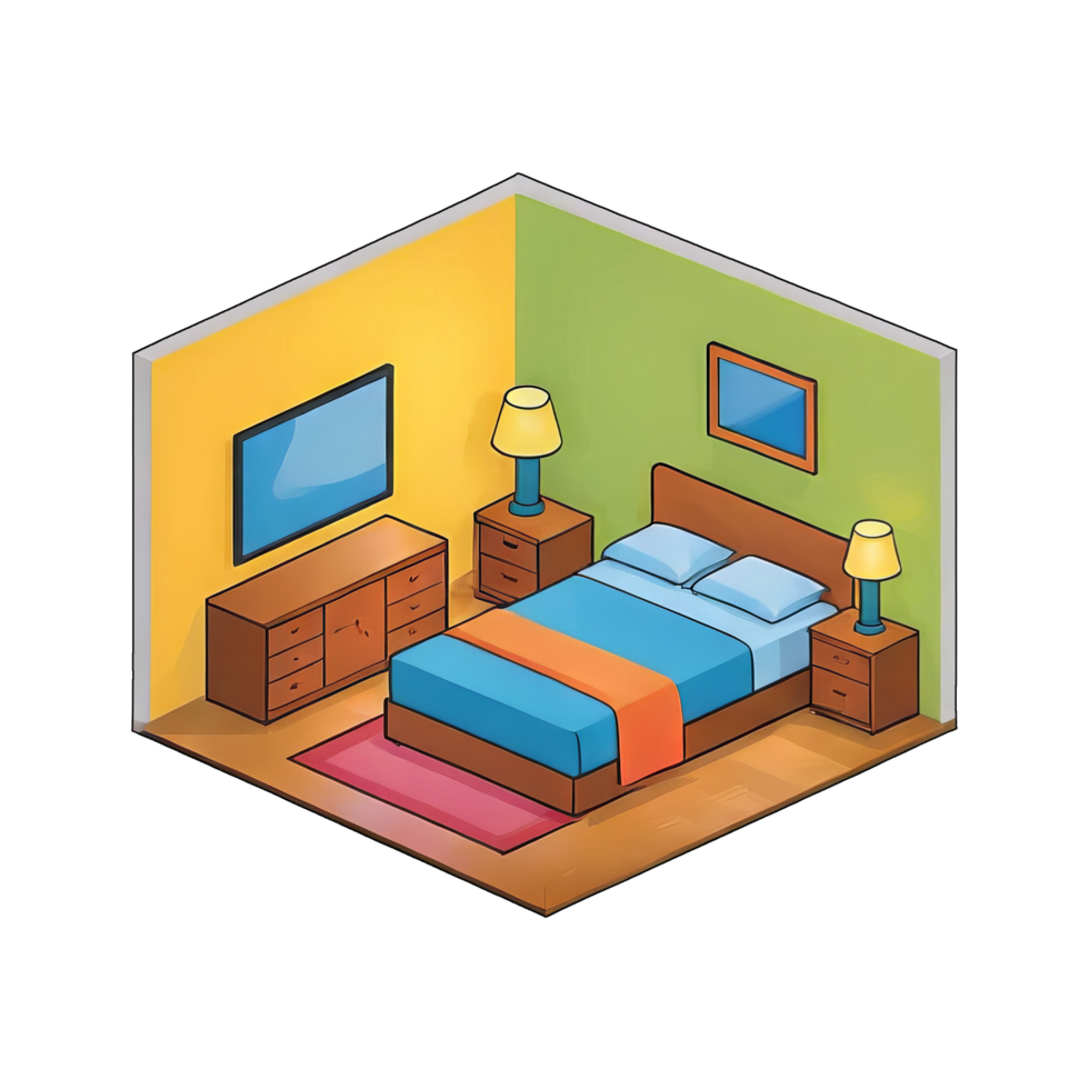 AI generated Guest Room Hand Drawn Cartoon Style Illustration png