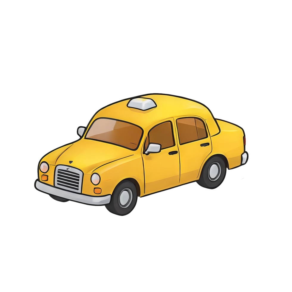 AI generated Yellow Cab Hand Drawn Cartoon Style Illustration png