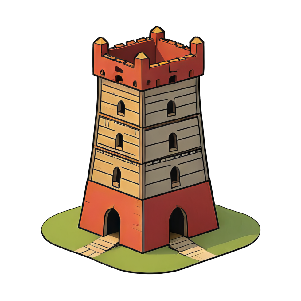 AI generated Siege Tower Hand Drawn Cartoon Style Illustration png