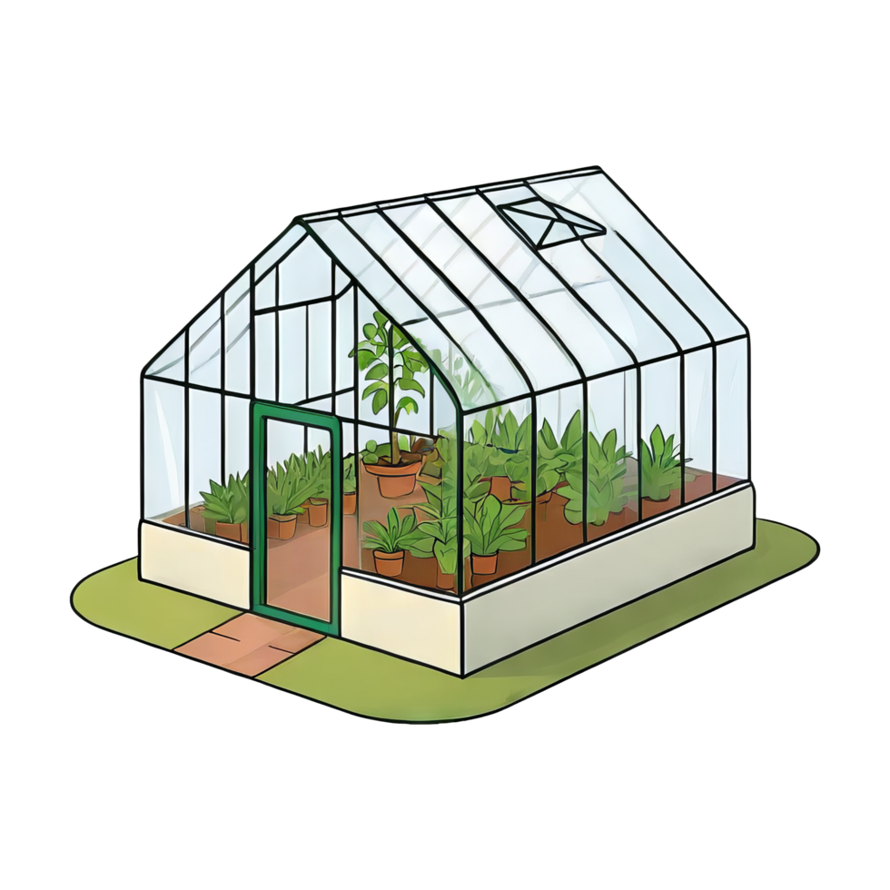 AI generated Greenhouse Hand Drawn Cartoon Style Illustration png