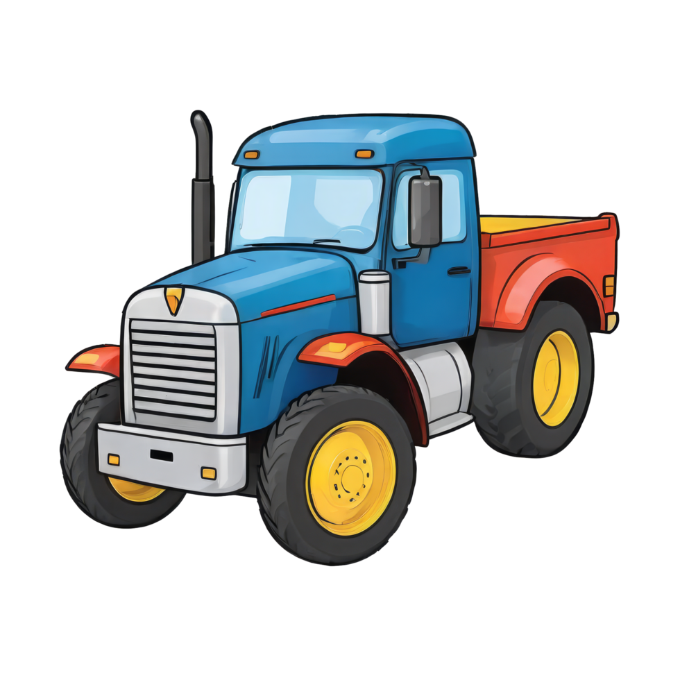 ai generado camión tractor mano dibujado dibujos animados estilo ilustración png