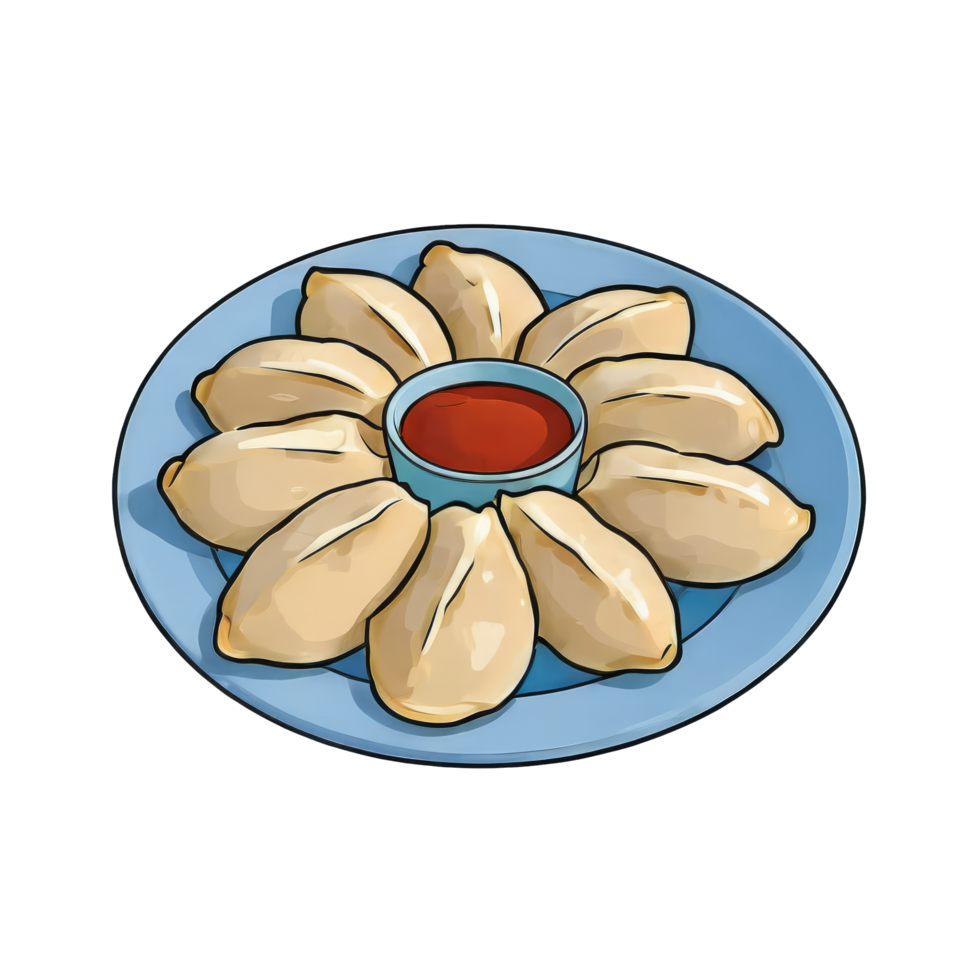 AI generated Gyoza Hand Drawn Cartoon Style Illustration png