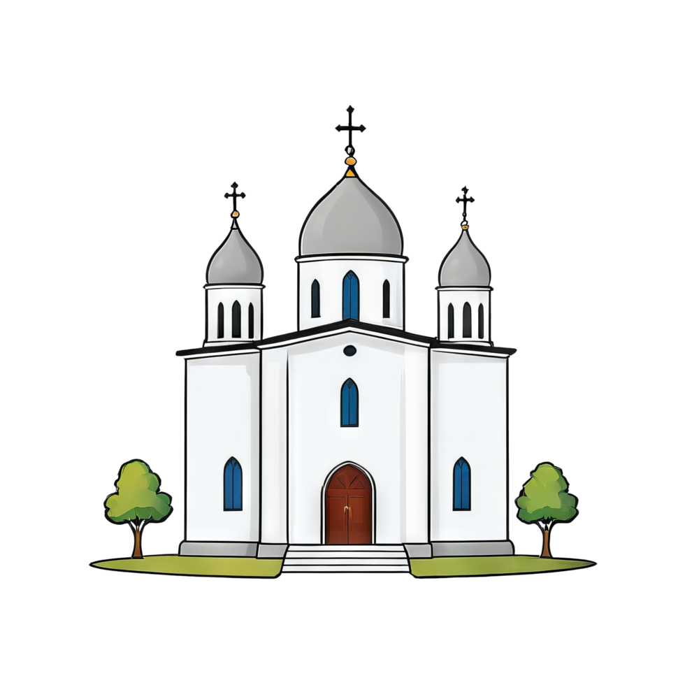 ai generato Chiesa mano disegnato cartone animato stile illustrazione png