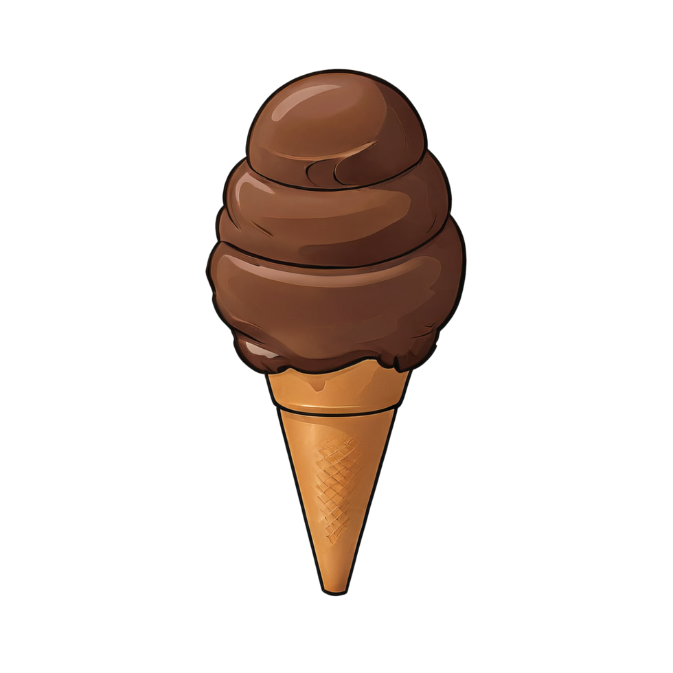 ai generato cioccolato ghiaccio crema mano disegnato cartone animato stile illustrazione png