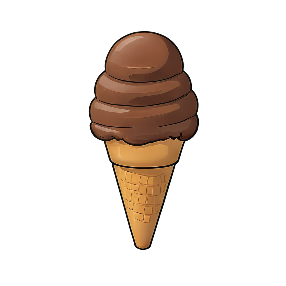 ai generado chocolate hielo crema mano dibujado dibujos animados estilo ilustración png