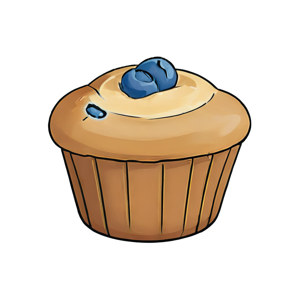 ai gegenereerd muffins bosbes hand- getrokken tekenfilm stijl illustratie png