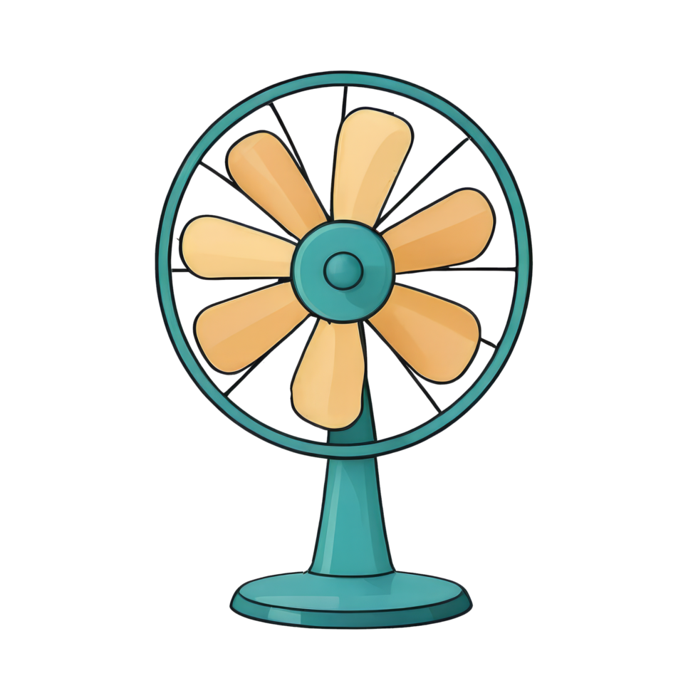 AI generated Electric Fan Hand Drawn Cartoon Style Illustration png