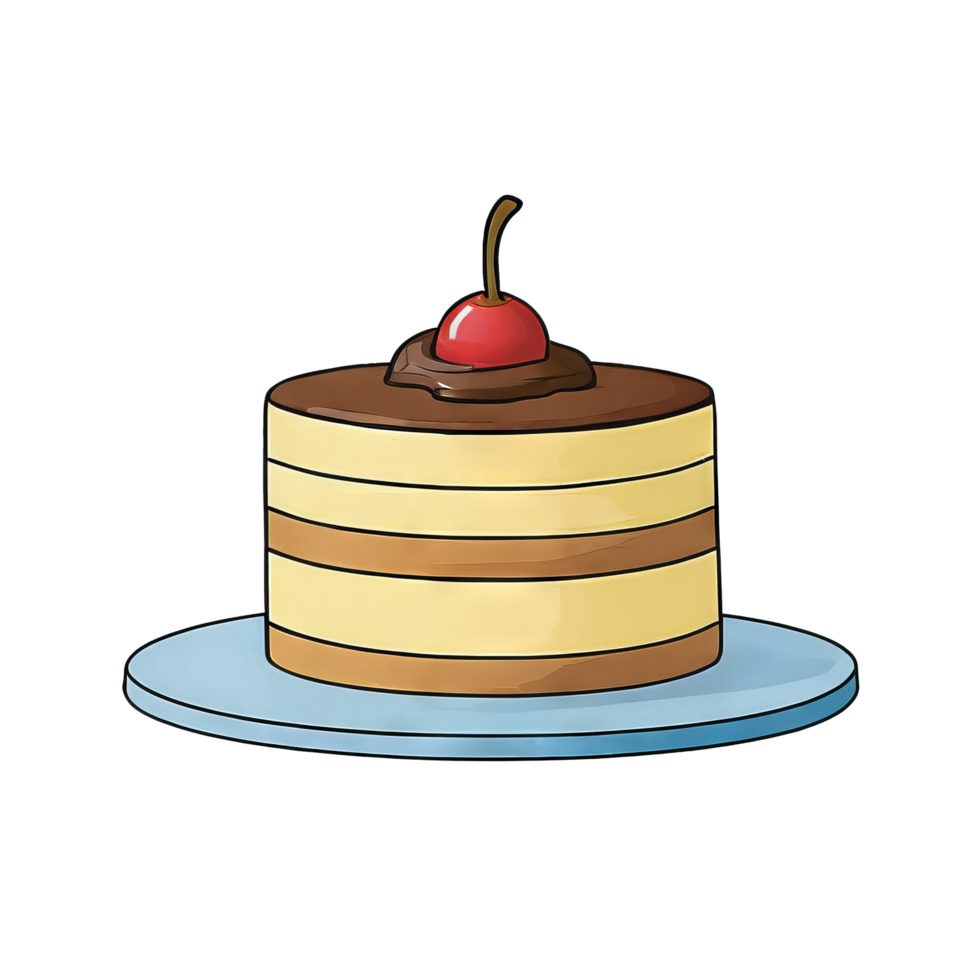 AI generated Cake Hand Drawn Cartoon Style Illustration png