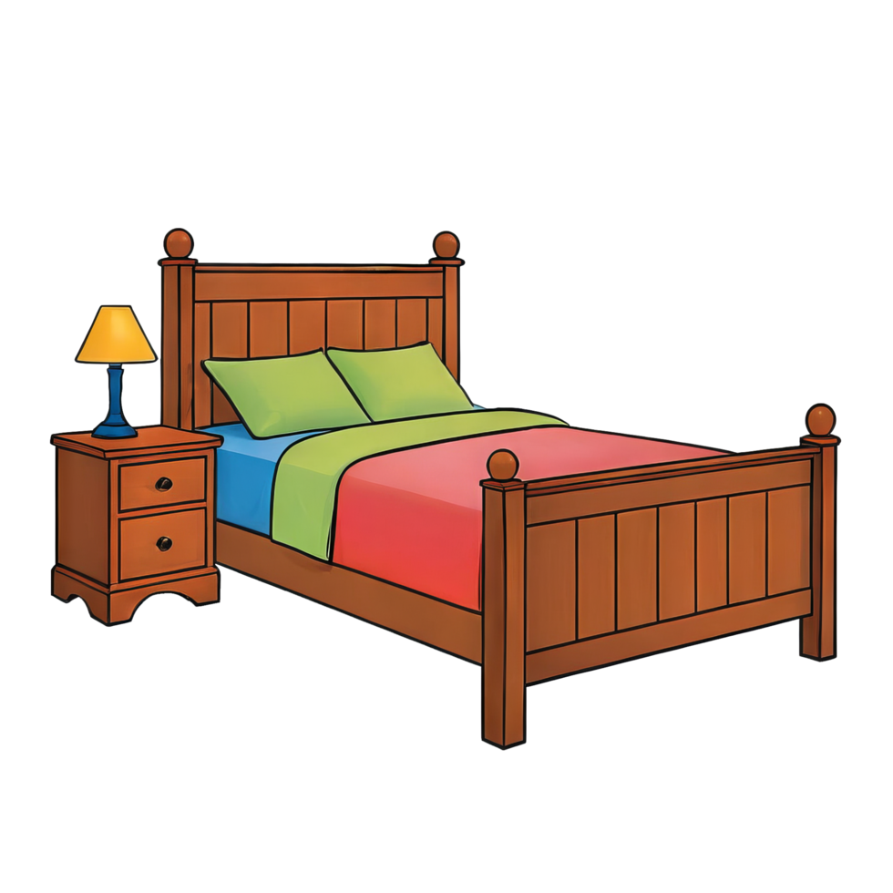 AI generated Bedroom Items Hand Drawn Cartoon Style Illustration png