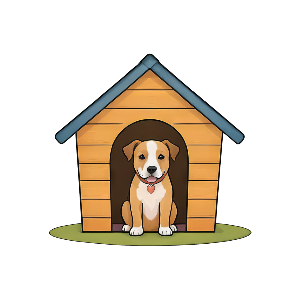 AI generated Dog House Hand Drawn Cartoon Style Illustration png