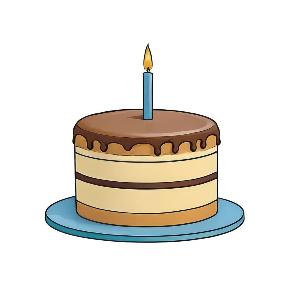 ai généré anniversaire gâteau main tiré dessin animé style illustration png