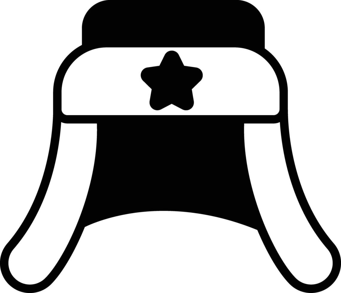Ushanka glyph and line vector illustration