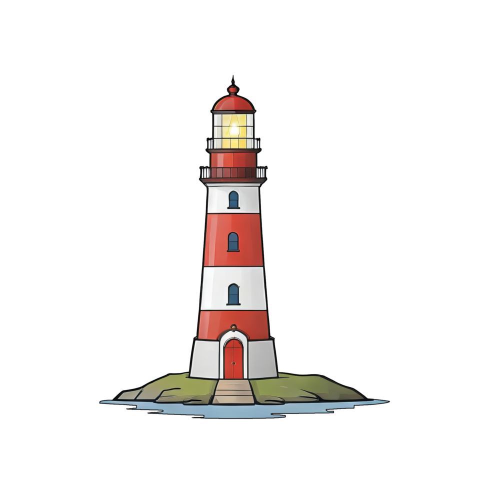 ai généré phare main tiré dessin animé style illustration png