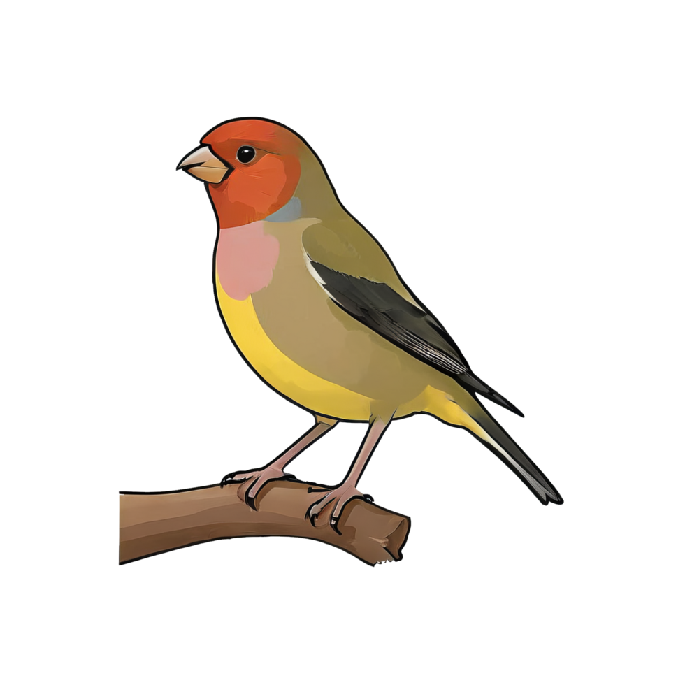 AI generated Finch Hand Drawn Cartoon Style Illustration png