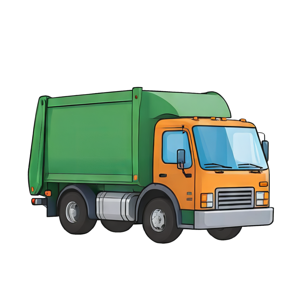 AI generated Garbage Truck Hand Drawn Cartoon Style Illustration png